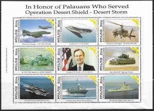 Palau Mini Sheet. 1991 Honoring those who served in Desert Shield-Desert Storm