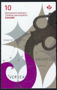 Canada BK529: pane of 10 x P, Signs of the Zodiac: Aquarius, Scott 2459a