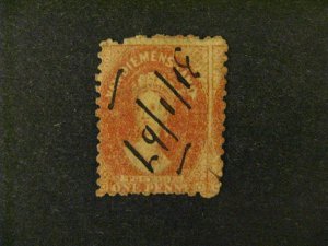 Australia/Tasmania #23b used fiscal cancel orange red a22.5 4629