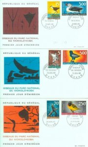 87584 - SENEGAL -  Postal History -  Set of 3 FDC COVERS 1968  - BIRDS 
