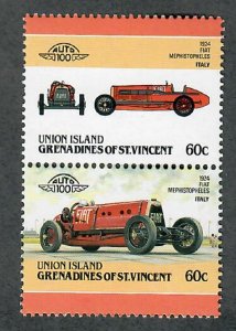 St. Vincent Grenadines - Union Island #150 Cars MNH attached pair