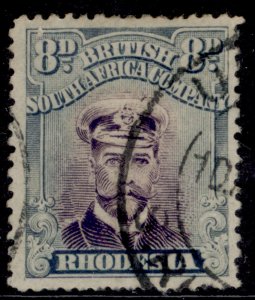 RHODESIA GV SG255h, 8d red lilac & bluish green, FINE USED. Cat £225. DIE IIIA