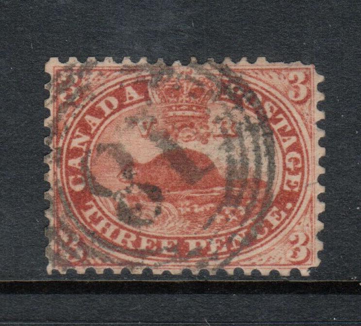 Canada #12 Very Fine Used With 4 Ring 18 Cancel - Short Perfs At Upper Left