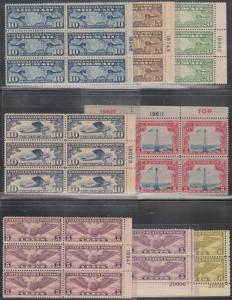 #C7 // #C22 VF+ OG NH (13) DIFF. PLATE # BLOCKS OF 4 & 6 CV $1,672.50 HV7264