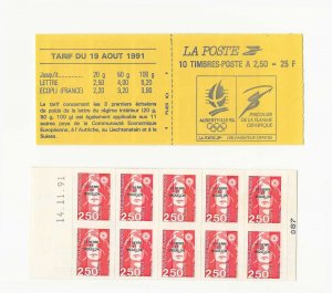 St Pierre & Miquelon Sc #545a complete Booklet of 10  (2Fr50) with date VF