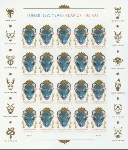 US 5428 Lunar New Year Rat forever sheet (20 stamps) MNH 2020