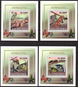 {371} Sao Tome and Principe 2009 Butterflies 4 S/S Deluxe MNH**