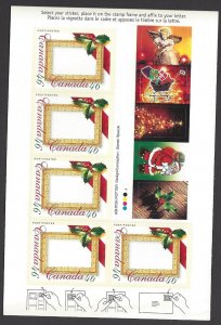 Canada #1872a MNH booklet pane of 5, Christmas picture postage, issued 2000