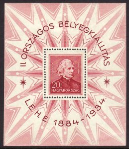 1932 Hungary Franz Liszt S/S souvenir sheet MMH Sc# 486 CV $70.00