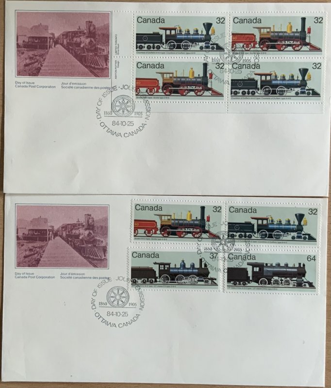 CANADA 1984 LOCOMOTIVES FDC (2nd SERIES). BLOCKS OF 4..CAT £30