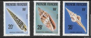 FRENCH POLYNESIA SG307/9 1979 SEA SHELLS MNH