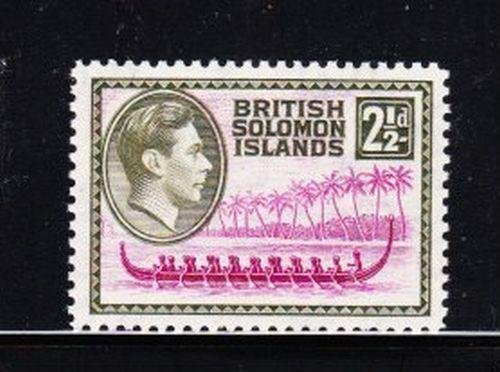 Album Treasures  Solomon Is Scott #  71  2 1/2p George VI War Canoe Mint NH