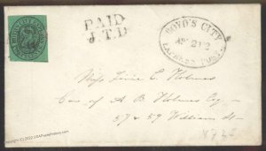 USA 1858 Boyds City Post Local Cover Sc 20L14 With Long Contents 110073