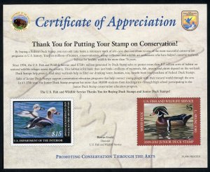 UNITED STATES  2009 DUCK APPRECIATION SOUVENIR CARD MINT NH