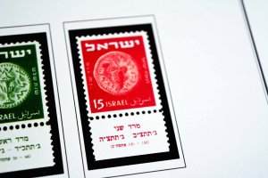 COLOR PRINTED ISRAEL [+TABS] 1948-1970 STAMP ALBUM PAGES (73 illustrated pages)