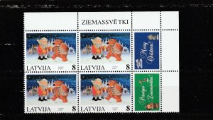 Latvia  Scott#  458-460  MNH Blocks of 4  (1997 Christmas)