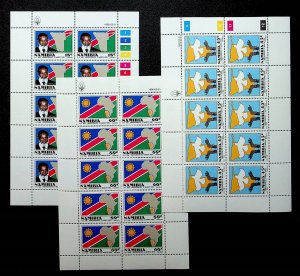 Namibia Sc 659-61 MNH M/S SET of 1990 - President Nujoma, Flag, Map, Dove