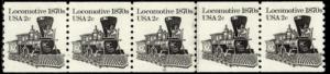 US Stamp #1897A MNH - Locomotive PS5 #10 Transportation Coil Strip of 5