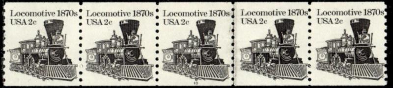 US Stamp #1897A MNH - Locomotive PS5 #10 Transportation Coil Strip of 5