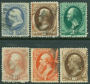 EDW1949SELL : USA 1873 Scott #156-61 Used. Fresh & Choice. Catalog $169.00.