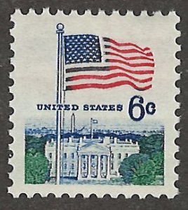US Scott# 1338 1968 6c dk bl, grn & red (Type OP) Litho& Flag Over
White Hous...
