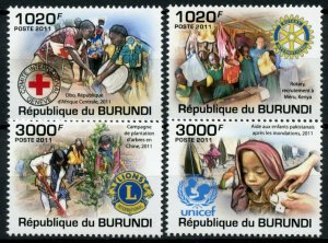 Burundi Medical Stamps 2011 MNH Red Cross Lions Club Rotary Intl UNICEF 4v Set