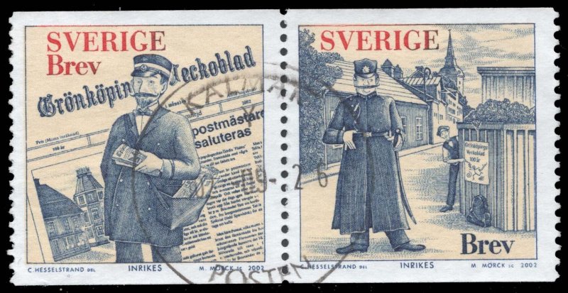 Sweden #2443 Gronkopings Veckoblad Pair; Used