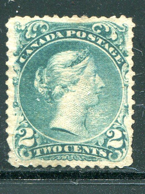 Canada #24 (*)  unused  F- VF bluish green shade     - Lakeshore Philatelics