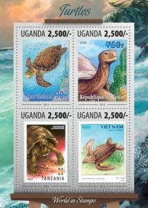 UGANDA 2013 SHEET TURTLES REPTILES STAMPS ON STAMPS ugn13303a