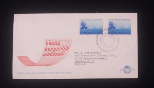 C) 1966. NETHERLANDS. FDC. SENT TO GREAT BRITAIN. DOUBLE STAMPS OF THE NEW CIVIL