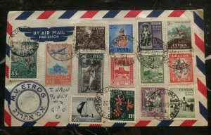 1954 Colombo Ceylon Airmail Colorful Cover  MXE