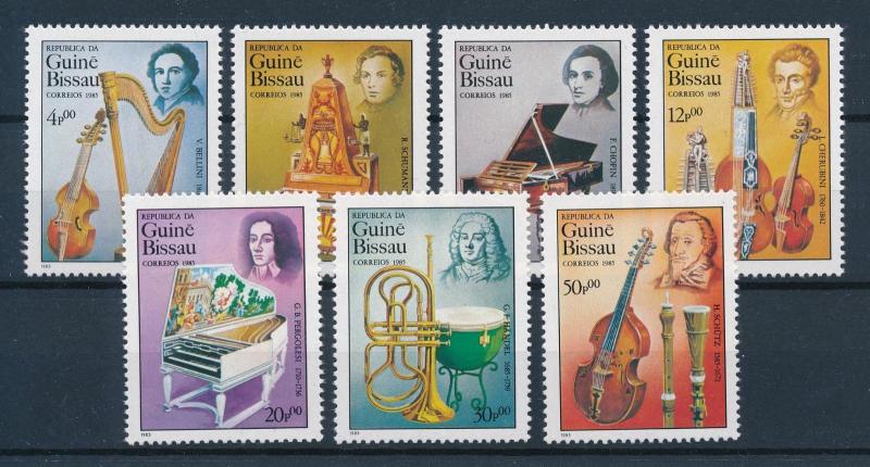 [95010] Guinea Bissau 1985 Music Composers Chopin Schuman Bellini  MNH