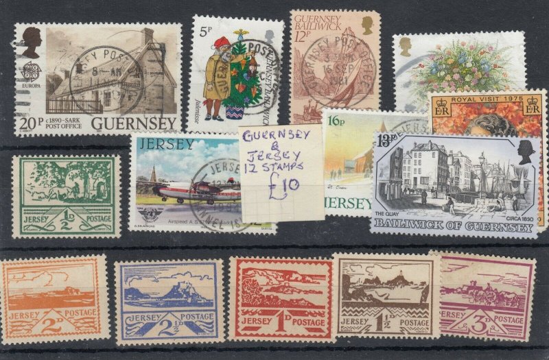 Jersey/Guernsey Collection Of 12 Incl Views MH/VFU JK5153