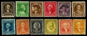 US. #704-15 Wash Bicentennial Portraits of 1932 - OGLH - F/VF+ - $22.30 (E#0655)