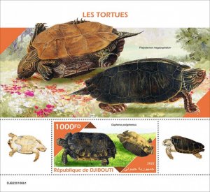 DJIBUTI - 2022 - Tortoises/Turtles - Perf Souv Sheet #1 - Mint Never Hinged