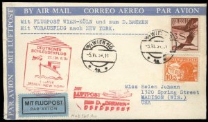 Austria 1934 Catapult Schleuderflug Cover 6 Flown Haberer 161Au Madison Wi 96746