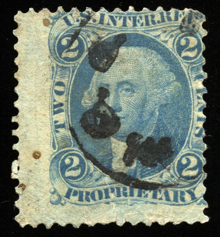 v21 U.S. Revenue Scott #R13d 2c Proprietary silk paper, handstamp CV = $250