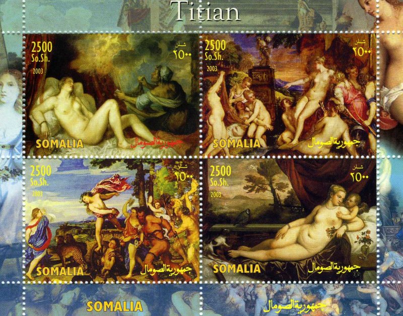 Somalia 2003 TITIAN Italian Painter Nudes Sheet Perforated Mint (NH)