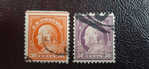 US Scott # 516-517; 2 used Franklin issue of 1917; VF centering