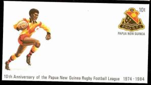 PAPUA NEW GUINEA 1984 SPORTS, GAME, RUGBY POSTAL STATIONERY # 6107