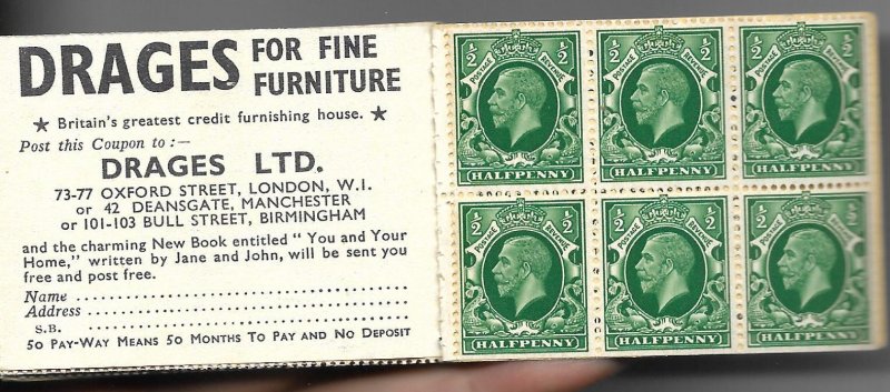 Great Britain KGV BB17 Booklet Complete