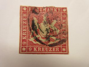 German States WURTTEMBERG Scott 11 THIN USED Lot11 Cat $70