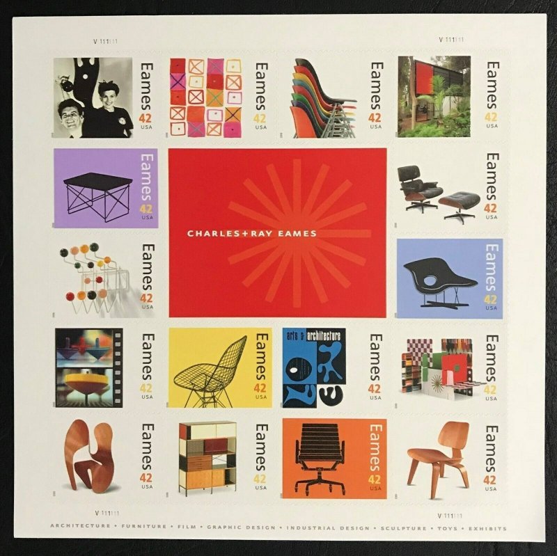 4333, 42¢ Charles & Ray Eames - Designers - Sheet of 16 Stamps - Stuart Katz 