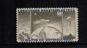 Germany Ez GA 50 MH cat $ 175.00 rocket mail Jan 28 1934 1 mk winter relief