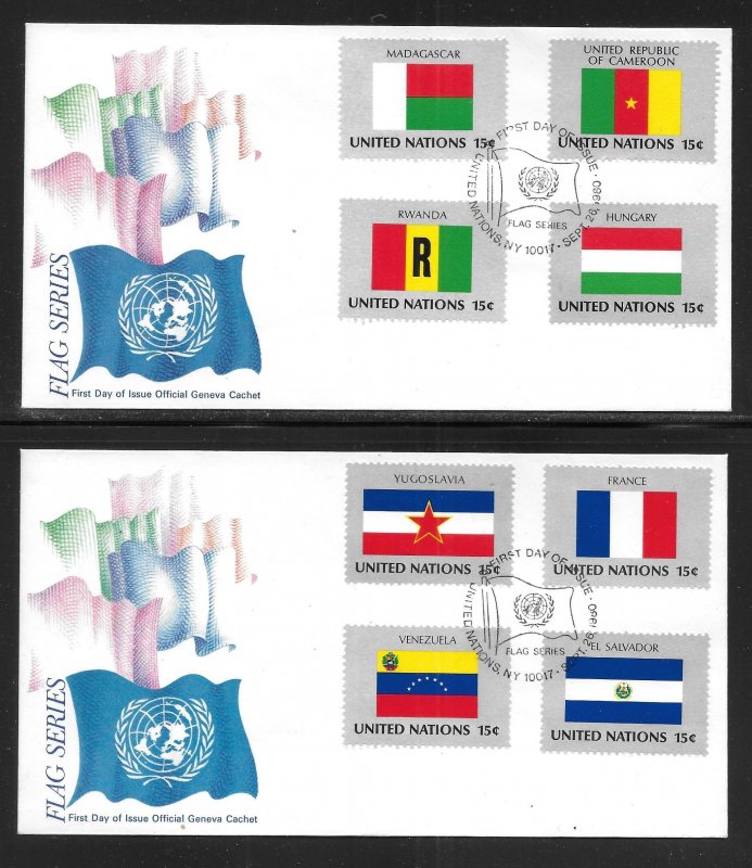 United Nations NY 325-40 1980 Flags Geneva Cachet FDC First Day Cover