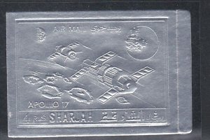 Sharjah # MI1059B, Apollo 17, IMPERF  Silver Foil Stamp, Perf  Mint NH