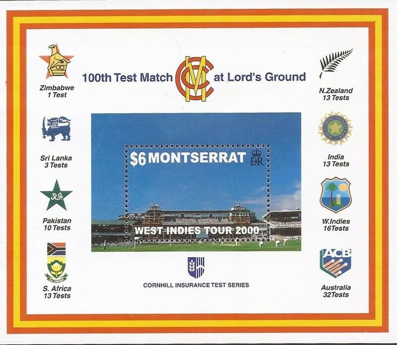 Montserrat - 2000 100th Test Cricket Match - Stamp Souvenir Sheet #1002