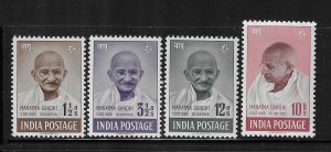 INDIA SCOTT #203-206 1948 GANDHI ISSUE- MINT NEVER HINGED