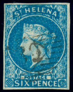 MOMEN: ST HELENA SG #1 1856 IMPERF USED LOT #60414