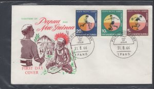 Papua New Guinea #225-27 (1966 Pacific Games set) on unaddressed cachet FDC